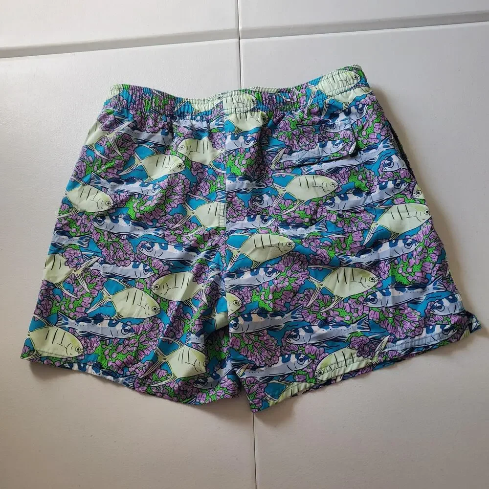 Vineyard Vines Shorts Mens Medium Blue Fish Swim Trunks Board Shorts